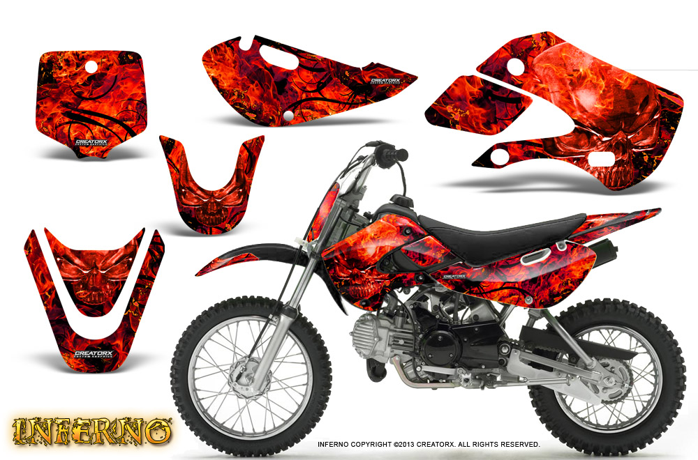 Kawasaki KLX110 KX65 Graphics Kit Inferno Red